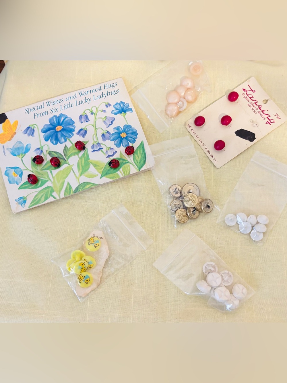 VTG Button Novelty Sewing Destash & Crafting Supplies Ladybug, Mushroom, Ducks